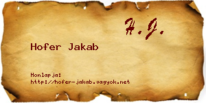 Hofer Jakab névjegykártya